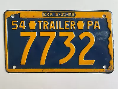 1954 Pennsylvania Trailer License Plate GLOSSY All Original Expires 1955 • $22.99