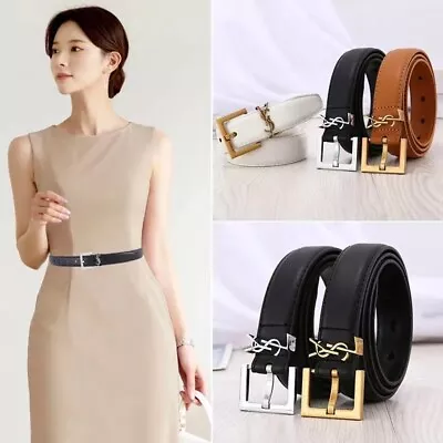 Women Waist Jeans Buckle Belts Leather Trousers Belt Alloy Ladies Waistband UK • £13.19