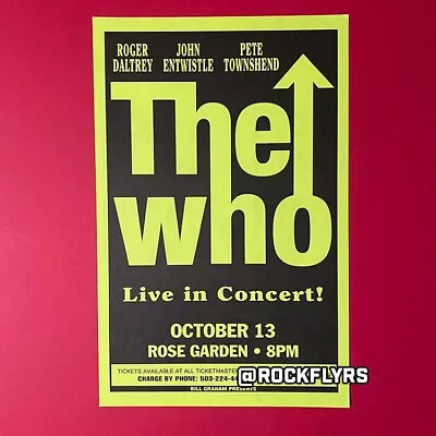 The Who Quadrophenia 96/97 Tour Original 11x17 Street Promo Poster. Portland OR • $99