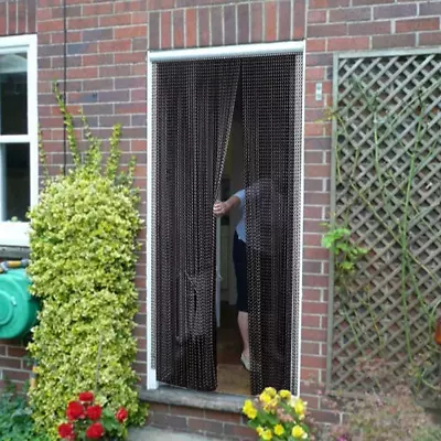 214x90cm Fly Screen Chain Curtain Aluminum Door Metal Insect Blinds Frame Mesh • £42.95