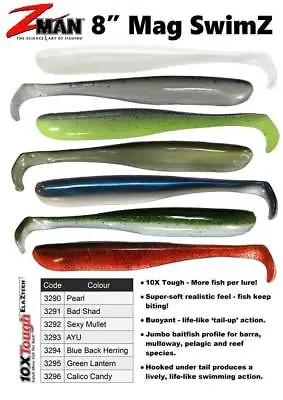 ZMan Mag Swimz 8  Lures BRAND NEW Free Postage • $19.62