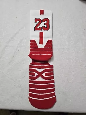 Michael Jordan Basketball Socks #23 White & Red Chicago Bulls Nba Sports Socks • $25