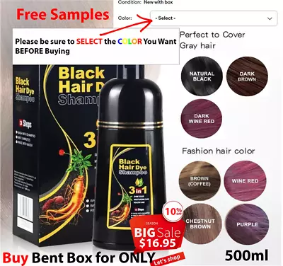 Hair Dye Shampoo Instant 3 In 1 +100% Grey Coverage - Herbal Ingredients • $17.99