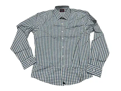 UNTUCKit Rivetto Button Down Long Sleeve Shirt Blue White Checker Small Regular • $29.99