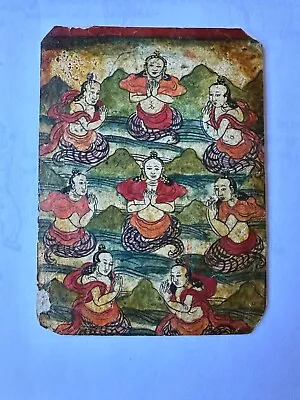 Mongoliam/tibetan Antique Thanka Signed Painting On Canvas 1850-1899 Framed • $120