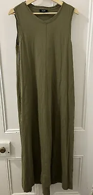 Me + Em Dress Soft Khaki Cotton Slub Maxi With Pockets UK 14 • $49