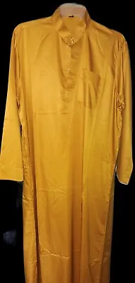  Men Long Sleeve Abaya Dishdash Thobe Jubba Mustard Yellow Extra LARGE Xl • $29.99