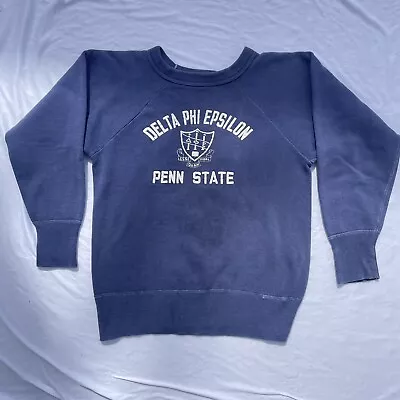 Vintage 1962 Penn State Delta Phi Epsilon Blue Sweatshirt Women's Petite Small • $248.44