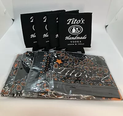 Tito’s Handmade Vodka Promo Swag Lot   KOOZIES & BANDANAS 4 Pack Black New • $9.99