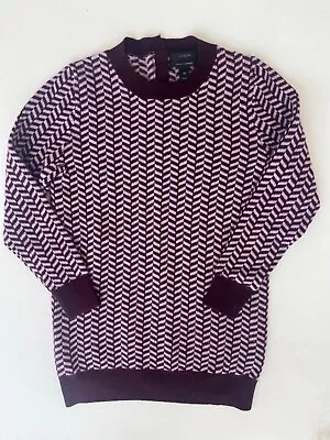 NWOT J Crew XS %100 Italian Cashmere Purple Herringbone 3/4 Sleeve Women Sweater • $25