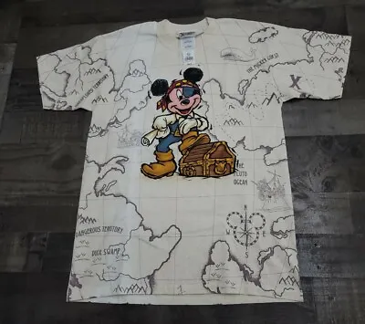 BNWT Walt Disney World Pirates Of Caribbean Yo Ho Pirate Mickey Map T-Shirt M • $249.99