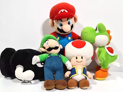 Super Mario Bros Plush Toys Lot X 5 MARIO LUIGI BULLET BILL YOSHI 20cm Kart • $55