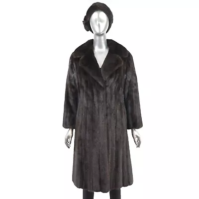 Dark Mahogany Mink Coat With Matching Hat- Size S • $500