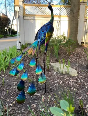 Metal Peacock Sculpture Garden Decor Yard Art Bird Statue Patio Lawn Outdoor • $79.99