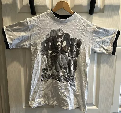 Vintage 90s Salem Oakland Raiders Bo Jackson Shirt Men M Distressed Player Tee • $42