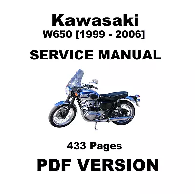 Kawasaki W650 1999 - 2006 (99 - 06) Service Repair Maintenance Manual - PDF • $9.95