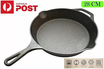 Pre-seasoned Cooktop Cast Iron Frying Pan 28CM Oven Safe Skillet BBQ CROFTON • $73.49