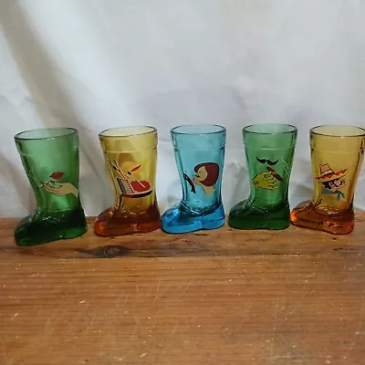 Vintage Mod Dep Shot Glass Italy Smoking Design Set Of 5 Very Good Condition  • $20