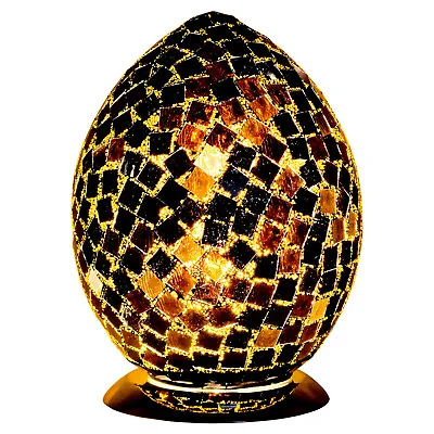 Black Mosaic Tile Egg Shaped Lamp Medium Gift Egg Shaped Table Light Lighting • £49.99