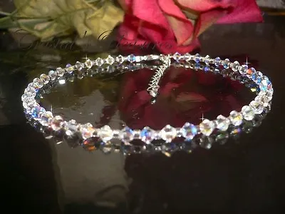 9  Bracelet Made With  Swarovski Crystal Elements  Clear  AB Aurora Borealis • $13.95