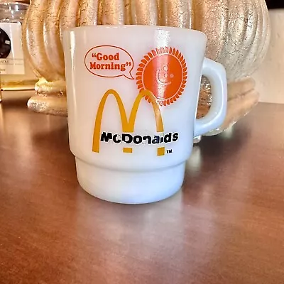 Vintage White Glass McDonalds Good Morning Coffee Tea Cup Mug White • $1.50