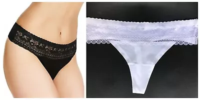 Ex Marks & Spencer No VPL Cotton Lace Low Rise Thong Knickers Pants Underwear • £1.99