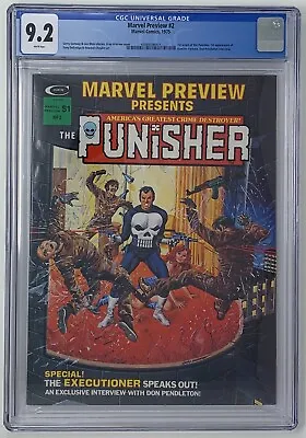 Marvel Preview #2 CGC 9.2 1975 1st Origin Of The Punisher • $400
