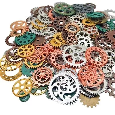 Steampunk Gears Charms - Antique Metal Cogs Pendants Jewelry Making Supplies 50g • $15.21