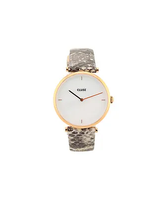 Womens Wristwatch CLUSE TRIOMPHE CL61007 Genuine Leather Gray Gold Rose White • $185.97