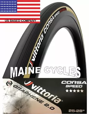 Vittoria Corsa Speed G 2.0 Tubular 700 X 25 Black / Tan 2 Tires • $209.90