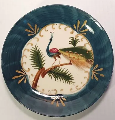 Vintage Handpainted Japan Peacock Decorative Plate Wall Hanging Gold Accents  • $23
