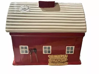 The Pioneer Woman Rustic Red Barn Cookie Jar With Dog Wheat Hay • $25.88