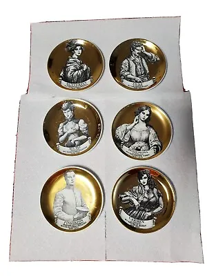 VTG EUC Set Of 6 Melodramma Operas Italy Fornasetti Gold Coasters  • $625