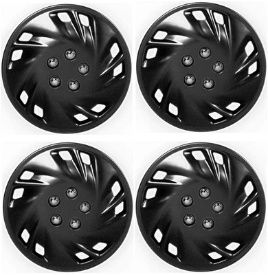 $59.88 • Buy 15  Premium Car Black Wheel/Rim Hub Caps Covers W/Chrome Bolt Nuts - Set Of 4