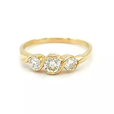 18ct YELLOW GOLD & DIAMOND TRILOGY DRESS RING VALUED $2899 • $1450