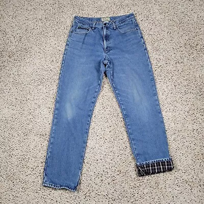 LL Bean Jeans Mens 33 Blue Denim Flannel Lined Straight Cotton Outdoors 33x32 * • $19.95