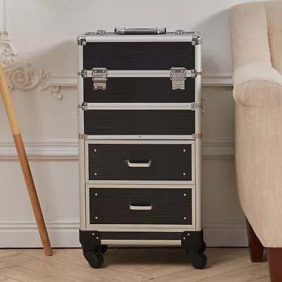 Portable Makeup Trolley Hard Case Makeup Artist Cosmetic Suitcase Nail Tech Box • £99.95