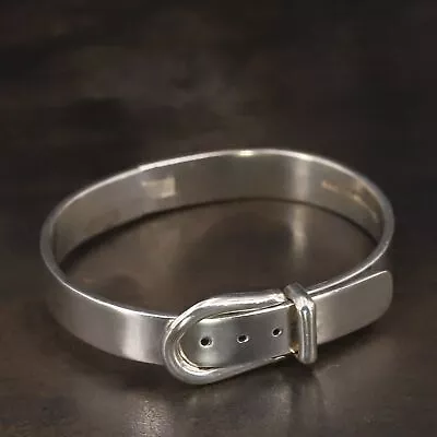 VTG Sterling Silver - MEXICO TAXCO Belt Buckle 6.5  Hinge Bangle Bracelet - 40g • $2.99