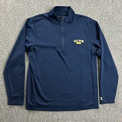 UCSB College 1/4 Zip Pullover Mens Medium Blue Russell Athletic Sweatshirt • $23.99