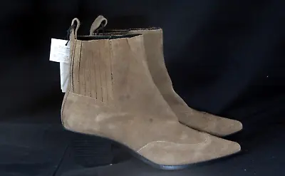 $79 • Buy New Zara Camel Suede Western Style Cowboy Ankle Boots Sz 39
