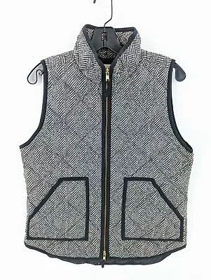 Women's J. Crew Quilted Down Herringbone Puffer Vest Black & White Small • $19.54