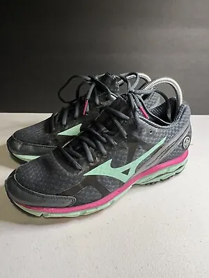 Mizuno Wave Rider 17 Running Shoes Womens Size 10 Navy Blue Pink Sneakers • $28