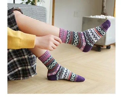 5 Pairs Of Christmas Rabbit Wool Warm Soft Thick Casual Multicolor Winter Socks • $5.66