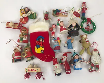 Vintage Christmas Ornaments Lot Wood Handmade • $12