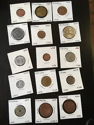 15 European Coins: 1859 Itaky 2 Centesimi 1913 France 5 Centime 1826-P 5 Cent • $20