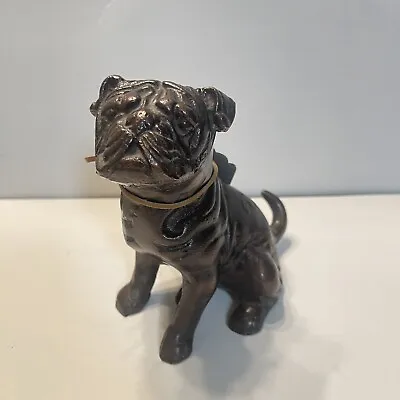Vintage Bronze Tone Spelter Metal ENGLISH BULLDOG Male Dog Statue Figurine • $25