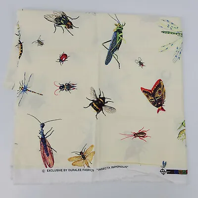 Delfina Duralee Insecta Imperialis Insects Cream Pattern 28 X35  Showroom Fabric • $110