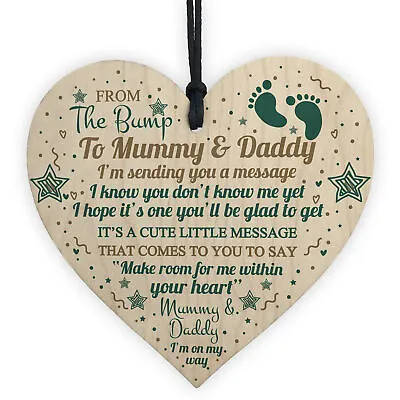 From Bump Gifts Mummy To Be Gifts Daddy To Be Card Wood Heart Baby Shower Gift • £3.99