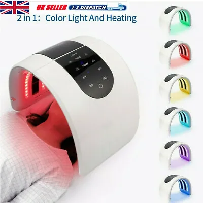 7 Color LED Light Heating Photon Mask Facial Acne Removal Anti Wrinkle Beauty UK • £68.61