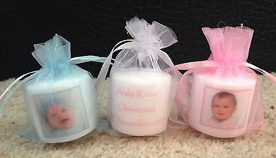 £16.50 • Buy Personalised Christening/ Baptism Photo Favours Votive Size, Set Of 15